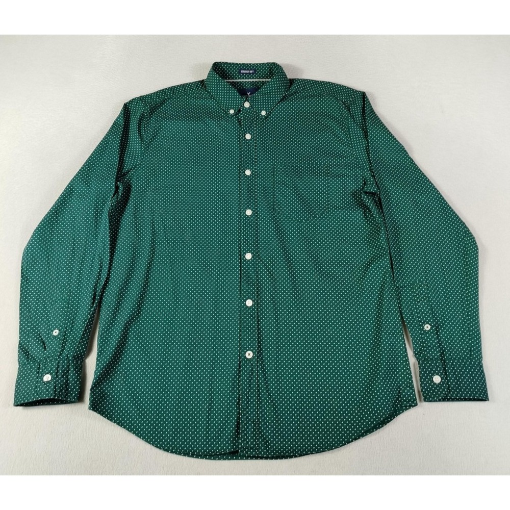 American Eagle Outfitters Shirt Mens Medium Green Polka Dot Classic Fit Casual